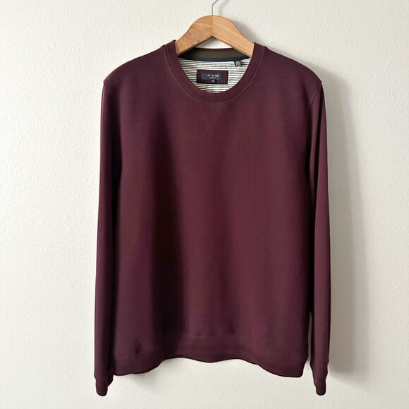 Ted Baker Men’s Size 6 Maroon Mixed Texture Pullover Sweater US Size XXL - Picture 1 of 8